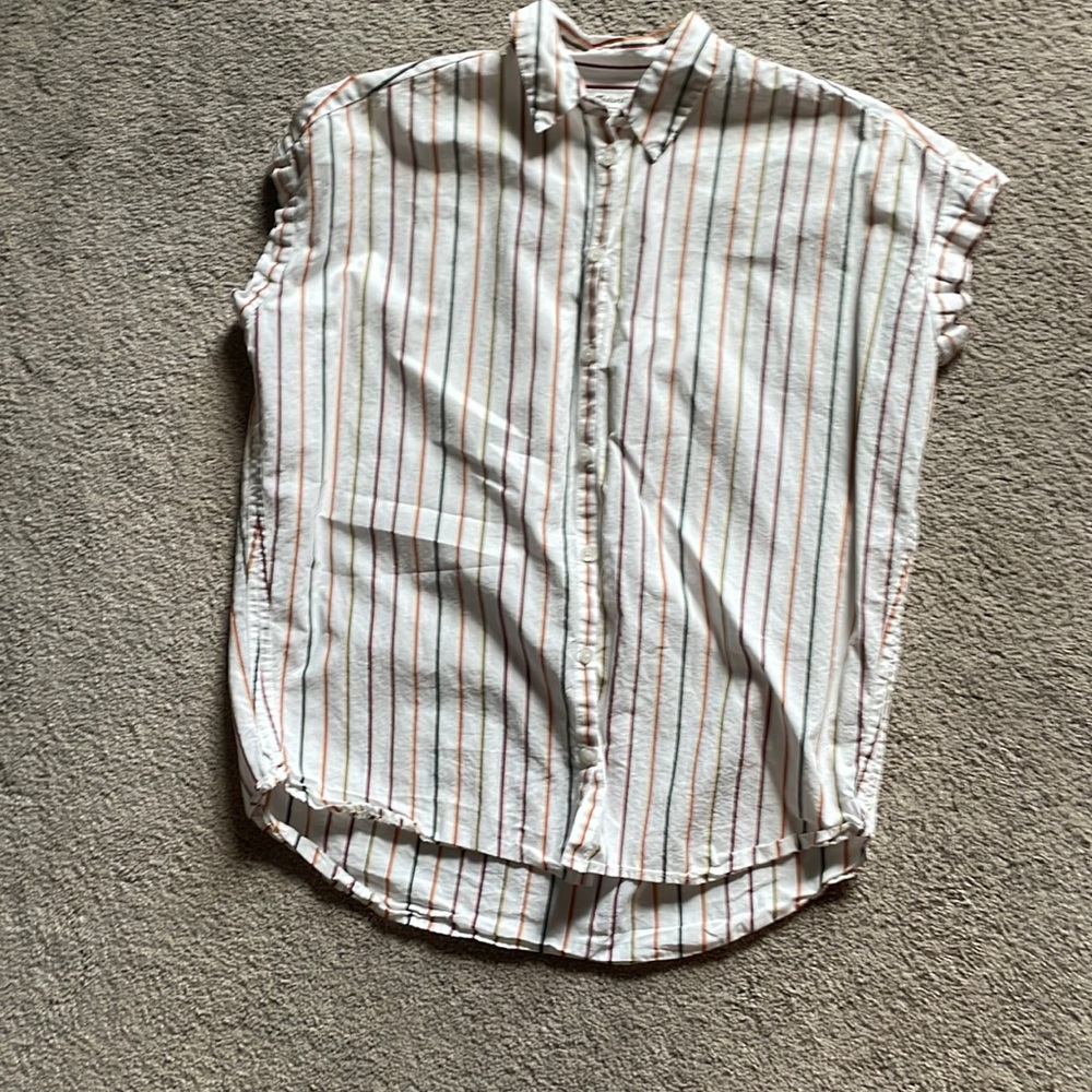 Madewell Oversized Striped Sort Sleeve Button Down
